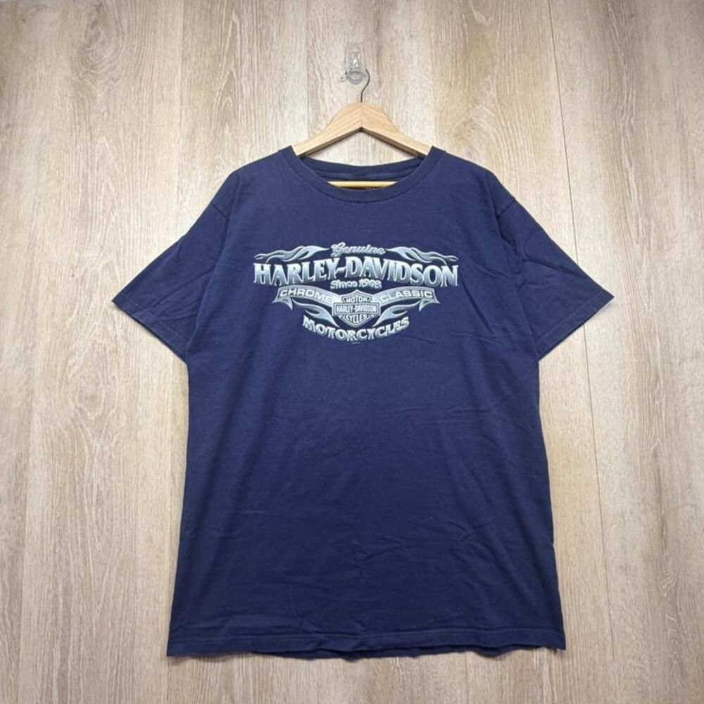 Harley-davidson Men's Navy and Blue T-shirt